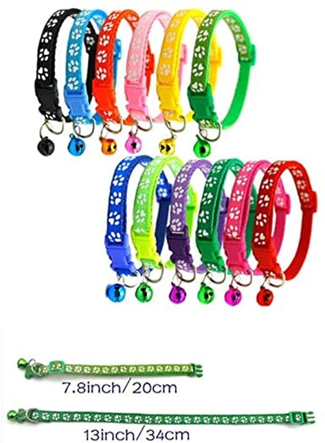 THE DDS STORE 2PCS Breakaway Bowtie Cat Collar -Cat Collar with Bell Kitten Collars with Bell Charm, Solid & Safe,(Buy 1 Get 1 Free = 2PCS) Color May Vary (Paw Print Collar 10.mm) - Image 3
